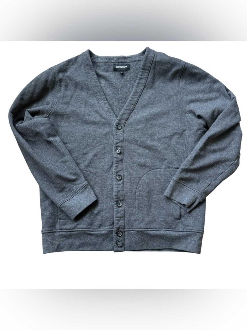 Bonobos Cardigan Sweater Mens Large Gray Button Front Cotton Golf Casual Office